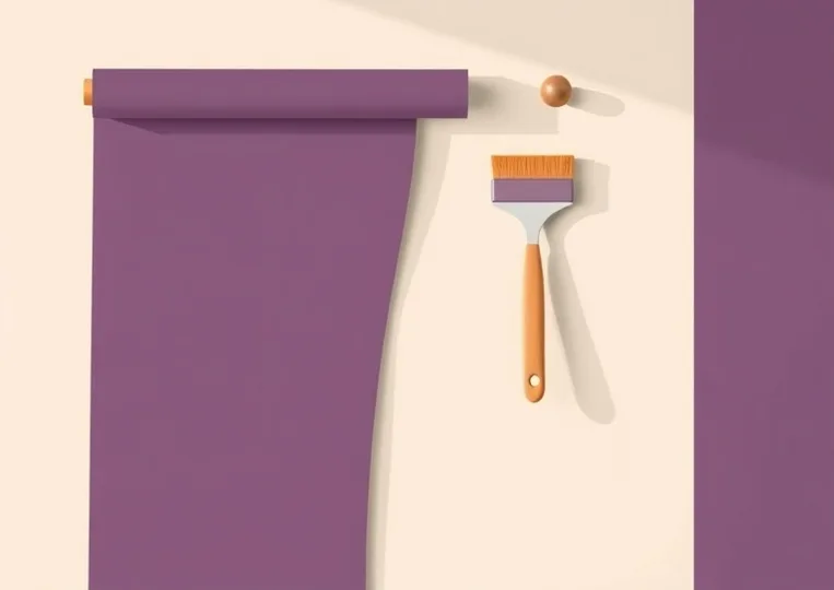 Pose de papier peint, rouleau et brosse à maroufler